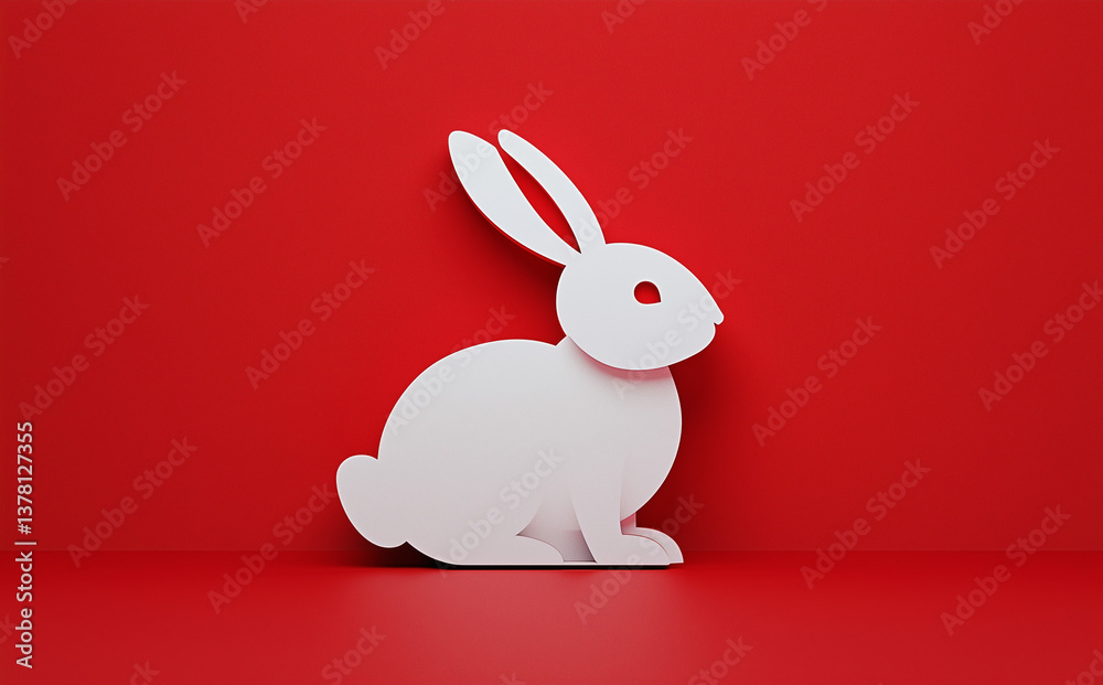 Premium 3D Rabbit Logo - Minimalist White Silhouette on Bold Red Background (C4D Rendered) - Perfect for Branding, Packaging & Easter Campaigns - Studio Quality AI Render Premium 3D Rabbit Logo - Minimalist White Silhouette on Bold Red Background (C4D Rendered) - Perfect for Branding, Packaging & Easter Campaigns - Studio Quality AI Render