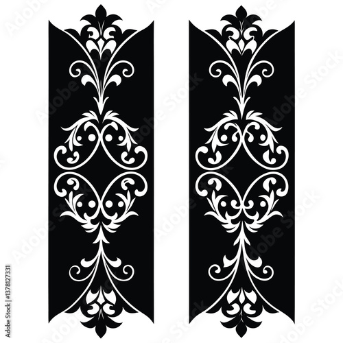 ornamental golden panels silhouette vector