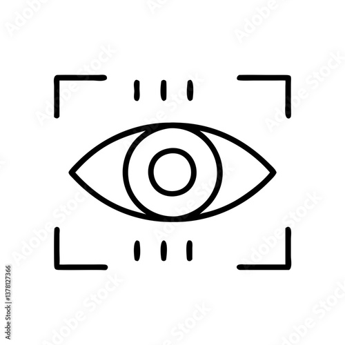 Eye icon with focus frame in black and white