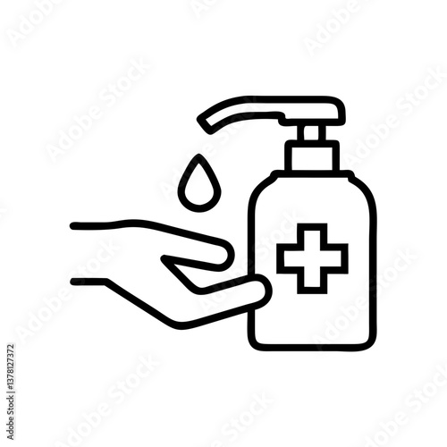 Hand holding a medical hand sanitizer bottle