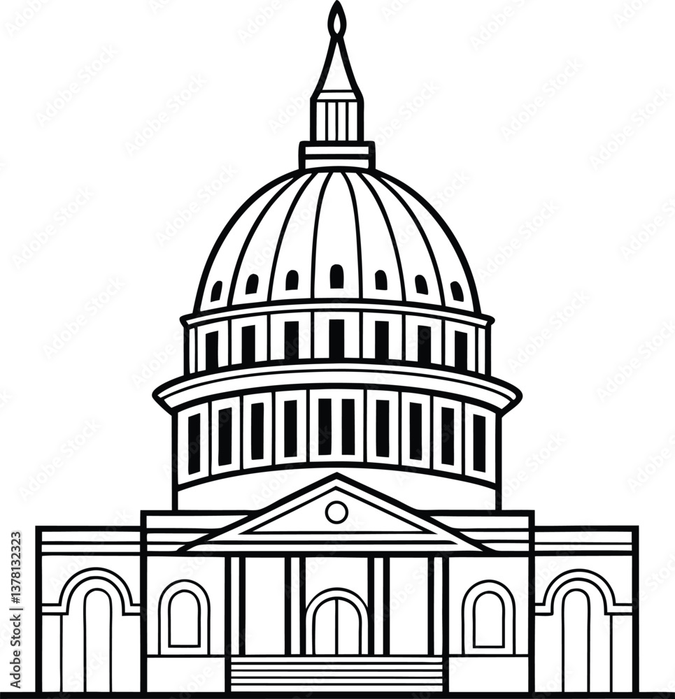 Obraz premium Capitol Building Outline on Transparent Background Monument