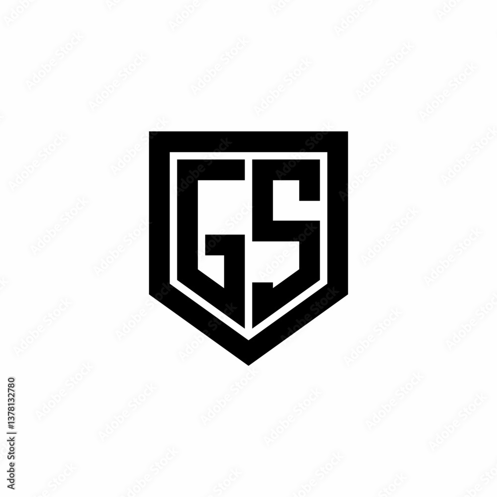 Initial monogram logo design GS isolated frame shield vector Initial monogram logo design GS isolated frame shield vector