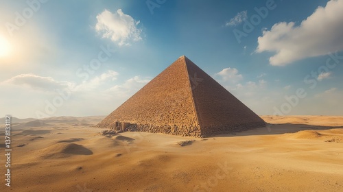 Exploring the great pyramid of giza egypt historical landmark desert environment wide-angle view ancient civilization