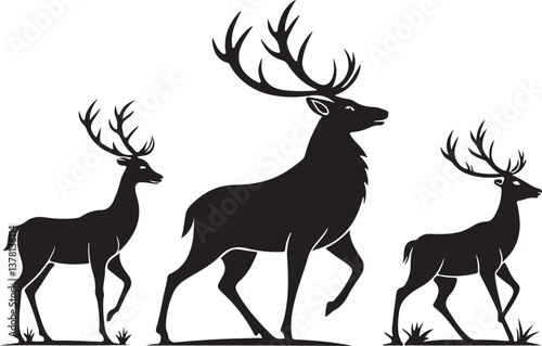 A set of reindeer silhouette vector icon design 