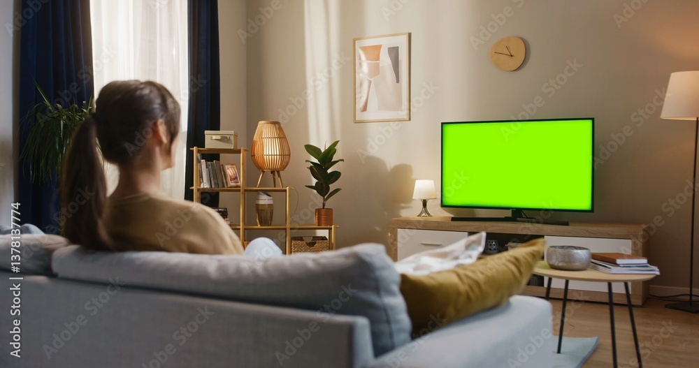 Ταπετσαρία Camera sliding behind blurred Caucasian woman with ponytail