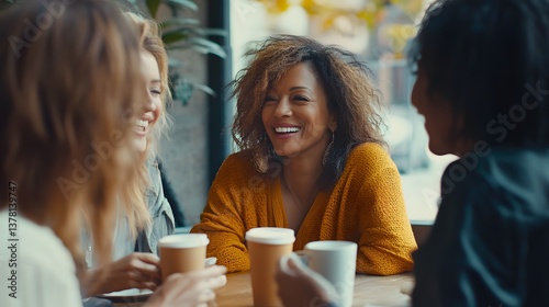 Group of women sharing coffee and positive ideas in a welcoming environment