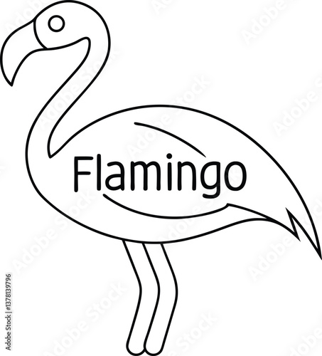 Simple Flamingo Outline with Transparent Background Style