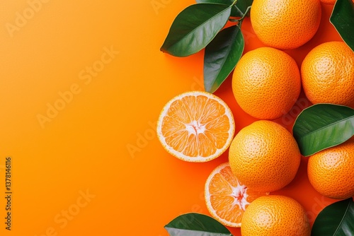 Fresh oranges harvest citrus orchard fruit collection vibrant orange background close-up view healthy eating concept