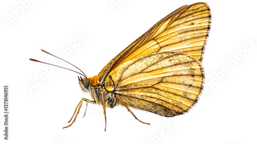 Butterfly, yellow, brown, detailed, insect, creature, wings, transparent, cut out