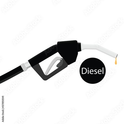 Gasoline pistol pump fuel nozzle isolated on white background. Petrol type diesel