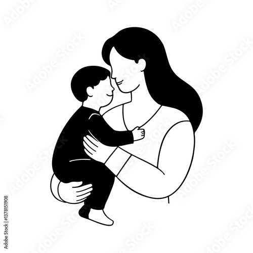 Mother and child in a tender embrace, a bond of love and care. Commemorating mother's day