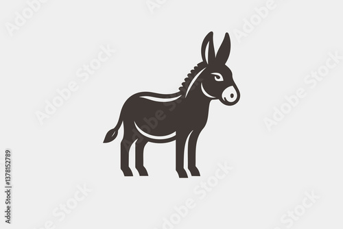 Minimalistic monochrome donkey logo icon in modern vector