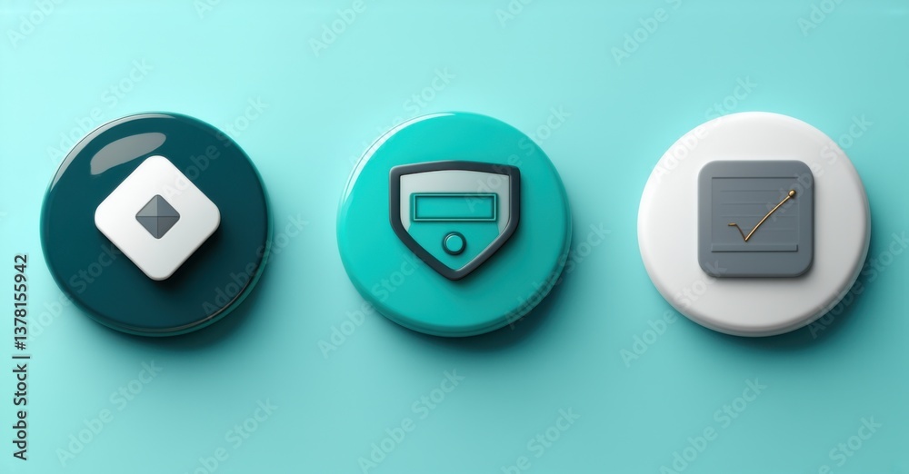 Smooth teal and gray progress tracker app icon with milestones and achievement badges realistic detailed glossy style round square shape modern app icon bold vibrant colors Smooth teal and gray progress tracker app icon with milestones and achievement badges realistic detailed glossy style round square shape modern app icon bold vibrant colors