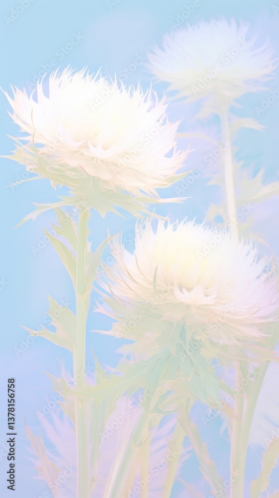 Obraz premium Blurred gradient Thistle asteraceae outdoors blossom.