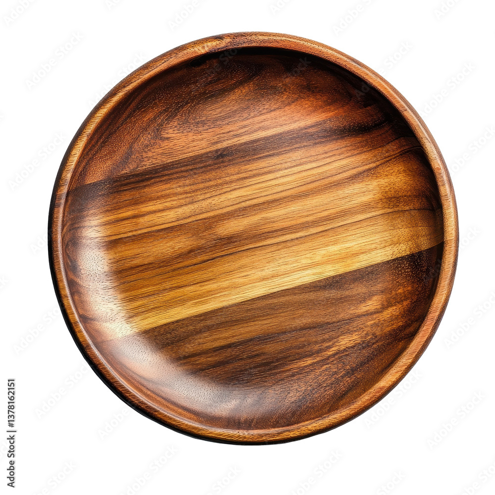 Round wooden plate viewed from above on a Transparent background showcasing its natural finish and grain pattern, top view plate isolated on PNG background Round wooden plate viewed from above on a Transparent background showcasing its natural finish and grain pattern, top view plate isolated on PNG background