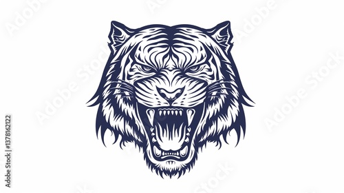 A roaring tiger icon with open jaws and sharp teeth, designed with clean line art on a white background.