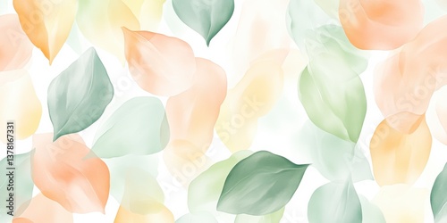 Graceful watercolor leaves in soft pastel colors nature background digital art tranquil environment aesthetic viewpoint serenity concept