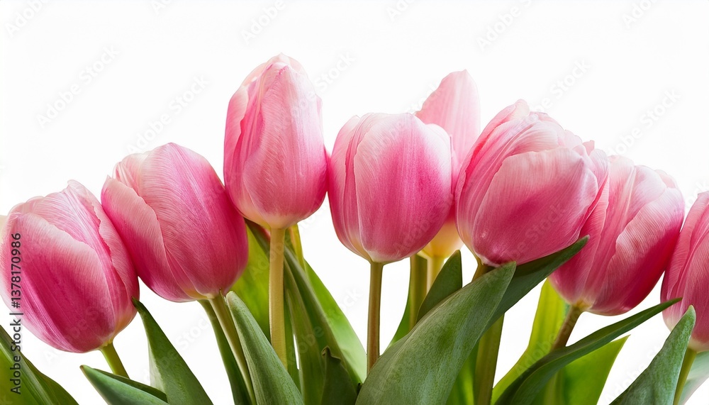 Fototapeta premium spring flowers pink tulips without background various tulips