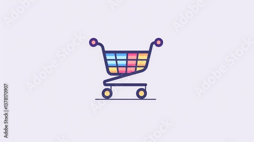 A shopping cart icon with a simple design, symbolizing e-commerce, isolated on a white background.