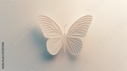 A simple and elegant outline of a butterfly with symmetrical wings, floating on a white background.