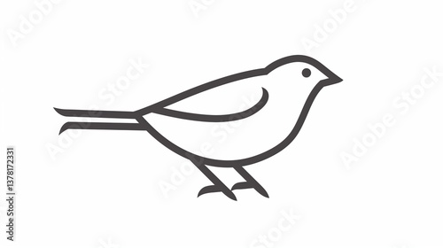 A simple bird icon with a curved beak and spread wings, outlined in a minimal style on a white background.
