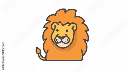 A simple lion icon with a bold mane and a calm expression, outlined in a minimal style on a white background.