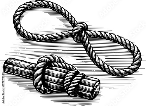 Maritime life with nautical themes and iconic maritime symbols svg vector format. Detailed Illustration of Rope Knot and Timber from Olden Times