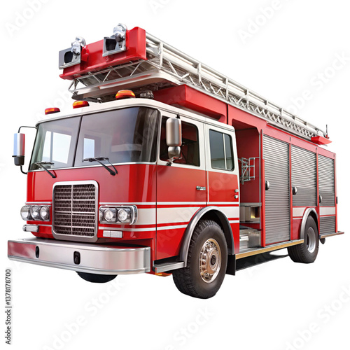 Fire truck isolated on transparent background  
