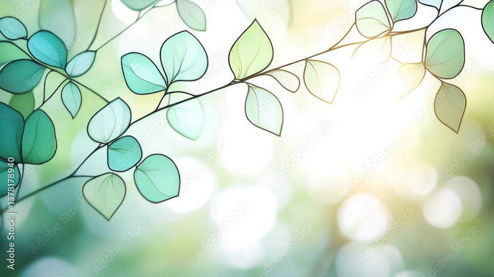 Obraz premium Lush green leaves under soft sunlight nature scene botanical photography serene environment close-up view natural beauty