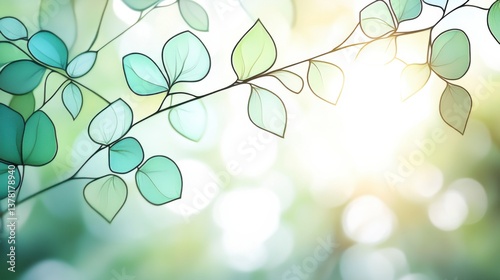 Lush green leaves under soft sunlight nature scene botanical photography serene environment close-up view natural beauty