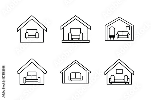 living room icon line art vector illustration