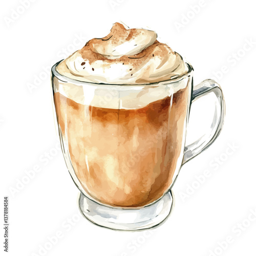 A watercolor painting of Dalgona Coffee, isolated on a white background. Dalgona Coffee vector

