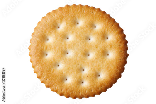 Obraz na płótnie Golden round cracker on black background with detailed texture, cut out w salonie