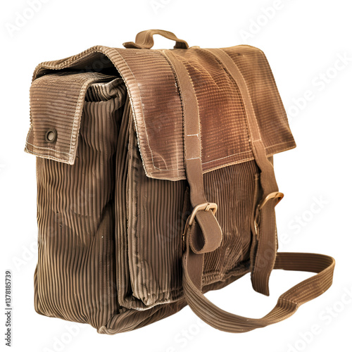 Corduroy book bag isolated on white background