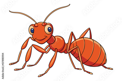 Cartoon Ant with Exaggerated Features on a Transparent Background