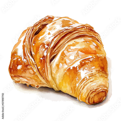 A watercolor painting of a Danish Pastry, isolated on a white background. Danish Pastry vector

