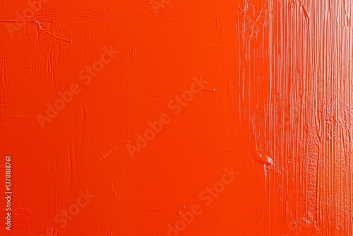 Vibrant textured orange paint close-up indoor art studio image of surface modern environment abstract viewpoint color exploration