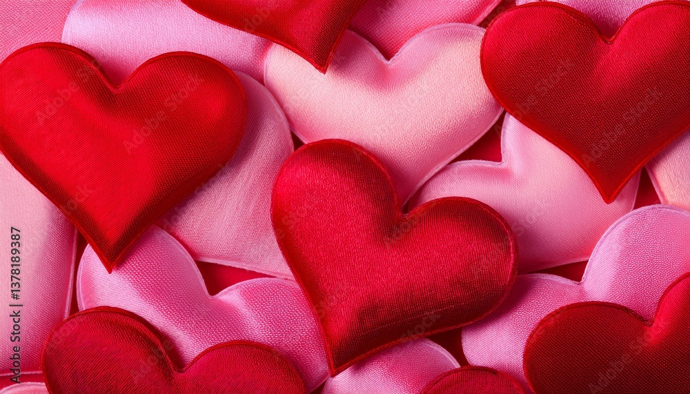 Obraz premium horizontal red and pink hearts for background