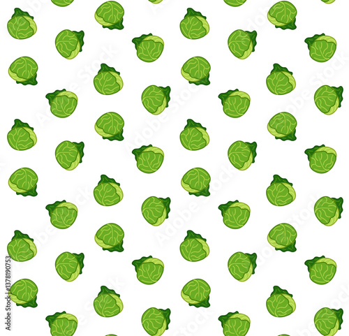 Webcabbage seamless pattern background. Vector flat illustration on transparent background. illustration for package, kitchen design, fabric and textile.  Eat green