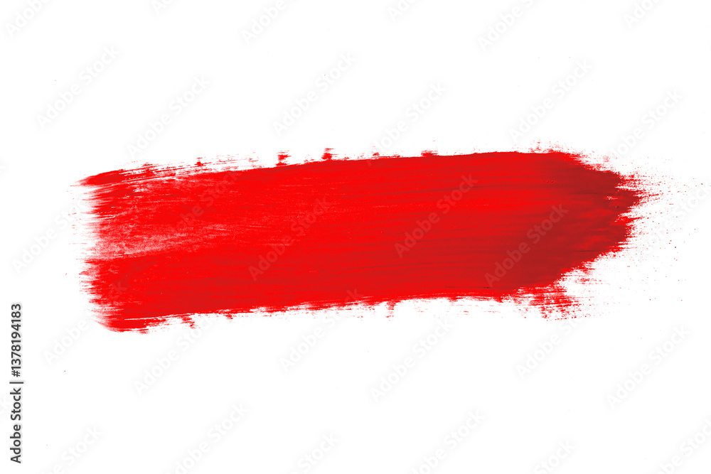 painted brush stroke with colored paint on a transparent