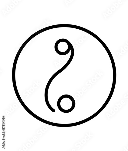 Minimalist Yin-Yang Symbol Icon in Line Art Style

