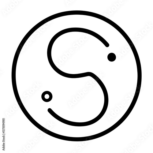 Yin-Yang Symbol in Minimalist Outline Style

