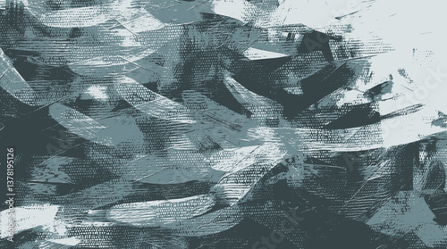 Modern grunge background featuring dynamic turquoise strokes and textured edges, evoking a rhythmic composition inspired by intensity and balance