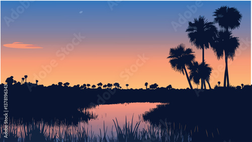 Digital Illustration of Everglades National Park Ecosystem.eps