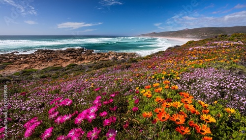 colorful spring blooming coastal wildflowers namaqualand northern cape south africa