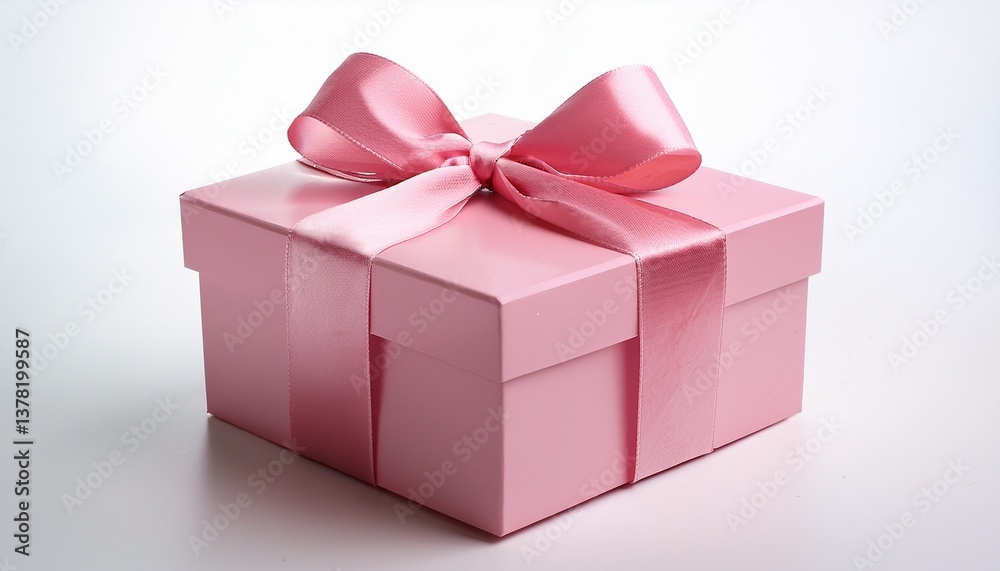 Fototapeta premium cute pink gift box isolated on transparent and white background