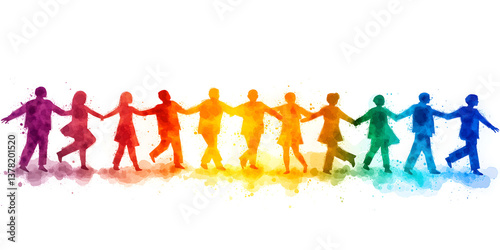 Wallpaper Mural Colorful People Holding Hands Torontodigital.ca