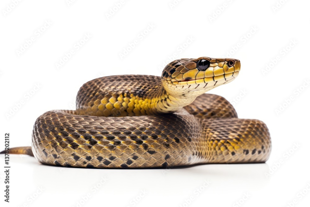 Fototapeta premium Snake reptile animal white background.
