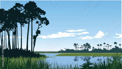 Vibrant Everglades National Park in Digital Artwork.eps