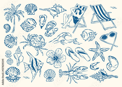 Minimal sketch style vector illustration collection. Travel doodles. Art for postcards, print posters, packaging design.	